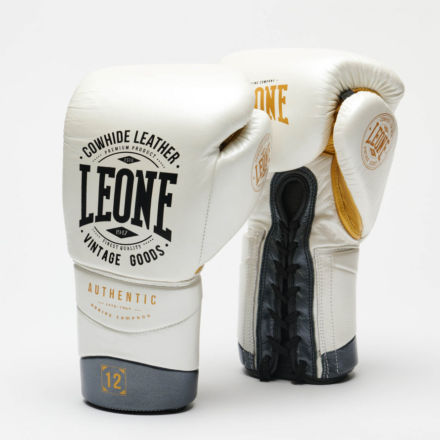 LEONE AUTHENTIC 2 BOXING GLOVES WHITE MMATeam.gr